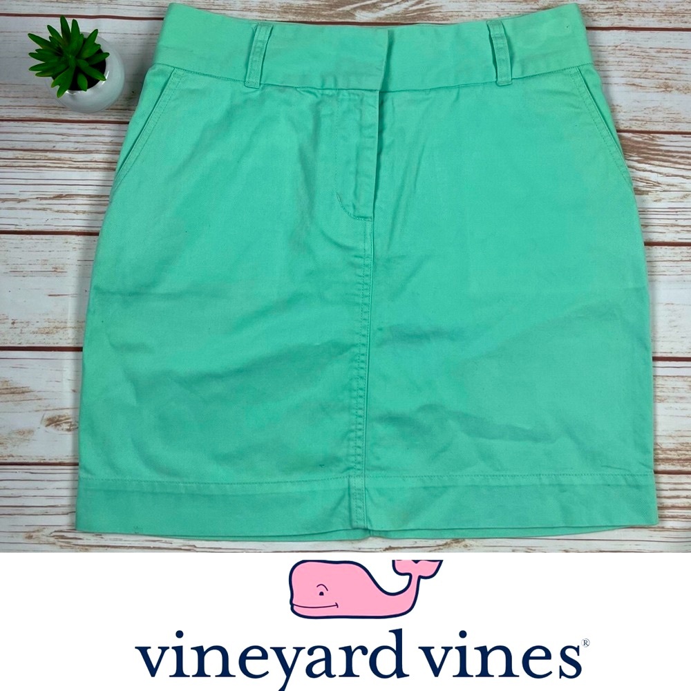 Vinyard Vines Casual Mint Green Women’s Cotton Logo Preppy Mini Skirt - Size 2